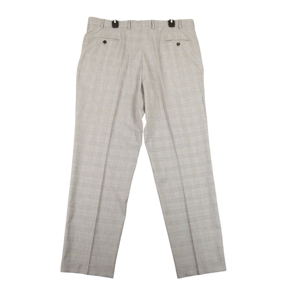 Ralph Lauren Dress Pants Mens 40x32 Grey Glen Plaid Pleated Cuffed Business